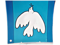 Bird of Peach - bullseye glass - 34cm x 34cm