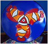 Clown Fish - bullseye glass - 38cm diam