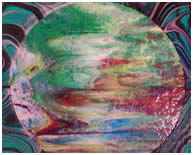 Depths of the Ocean - commissioned work - wall hanging - fused & laminated - 1m x 1m